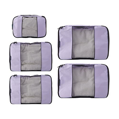 TravelWise Luggage Packing Organization Cubes 5 Pack, Lavender, 2 Small, 2 Medium, 1 Large (TWPC-27) - color: Lavender