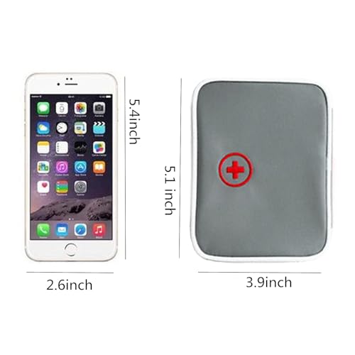 Portable Mini First Aid Bag Empty, Small Size Travel Medicine Pouch Double Zippers Handy Pills Pocket for Travel Home (Gray) - color: Gray