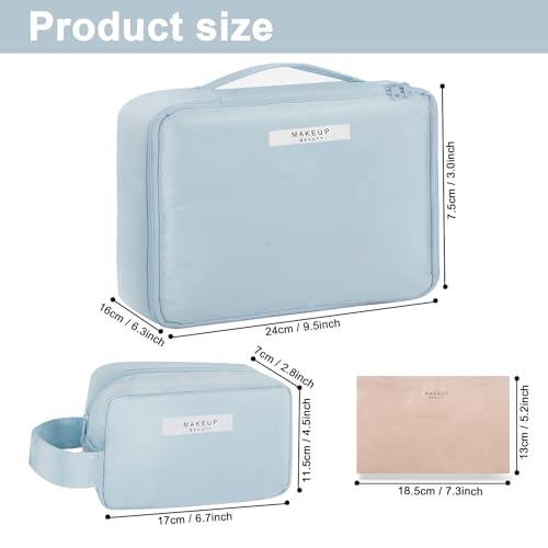 Queboom Travel Makeup Bag Cosmetic Bag Makeup Bag Toiletry bag for women and men (Blue-3pcs) - color: Blue-3pcs