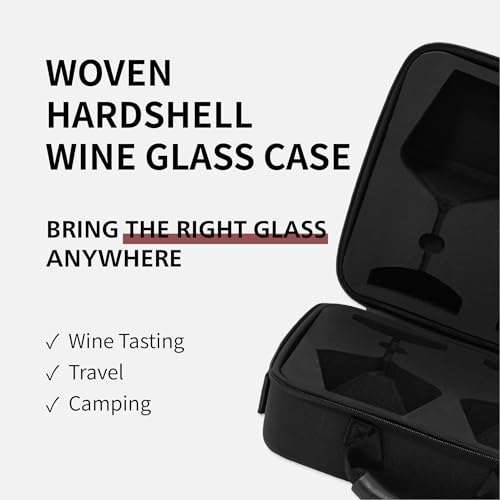Woven Hardshell 2-Glass Wine Glass Case for Zalto (Glasses Not Included), Protective Stemware Carrier with Precision-Cut Multi-Fit EVA Foam for Travel and Storage - size: Zalto & Spiegelau Multi-fit