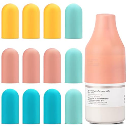 12 Pack Silicone Bottle Covers, Travel Essentials for Women Men, Elastic Sleeves for Leak Proofing, Beach Vacation Essentials, Cruise Essentials 2026, Colorful Airplane Travels Accessories