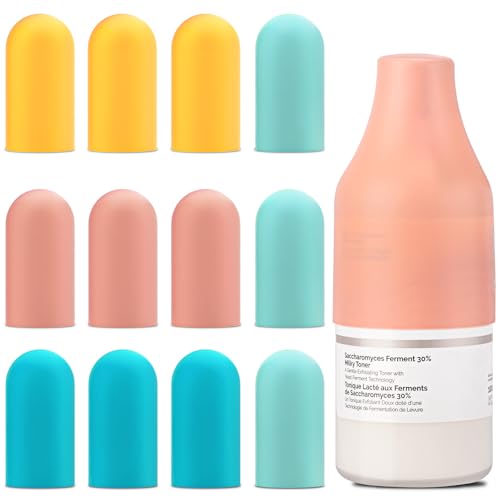 12 Pack Silicone Bottle Covers, Travel Essentials for Women Men, Elastic Sleeves for Leak Proofing, Beach Vacation Essentials, Cruise Essentials 2026, Colorful Airplane Travels Accessories