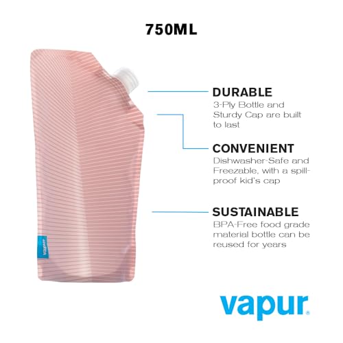Vapur Collapsible Portable Wine Carrier with Pour Spout, Enjoy Your Beverage On The Go, Perfect for Tailgates, Cruises, Concerts and Camping, 25 Ounce, Rose