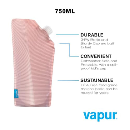 Vapur Collapsible Portable Wine Carrier with Pour Spout, Enjoy Your Beverage On The Go, Perfect for Tailgates, Cruises, Concerts and Camping, 25 Ounce, Rose