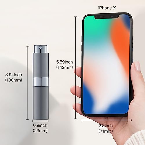 LISAPACK 8ML Atomizer Perfume Spray Bottle for Travel, Empty Refillable Cologne Dispenser, Portable Sprayer (Grey) - color: Grey