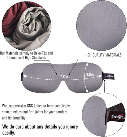 PrettyCare 3D Sleep Mask 2 Pack,Eye Mask for Side Sleeper -3D Contoured Sleeping Mask Blackout Out for Men Women - Zero Eye Pressure Blindfold with Ear Plugs, Night Masks with Travel Bag (Black＆Grey) - color: Black＆grey