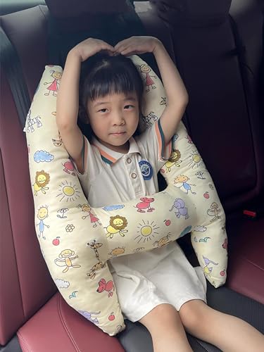 SIQITECHNO Car Travel Pillow H-Shape Seat Pillow Kids Adults Soft Neck Pillow Breathable Head and Body Support Pillow Car Aircraft Sleeping Cushion for Long Journey Road Trip Travel Accessories - color: Cartoon Animals