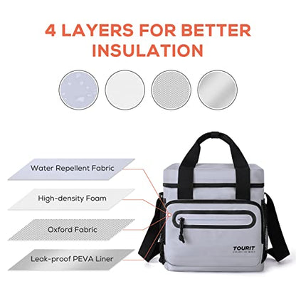 TOURIT Large Lunch Bag 14L Insulated Lunch Box Lunch Cooler for Men Women Work, Black - color: Gray