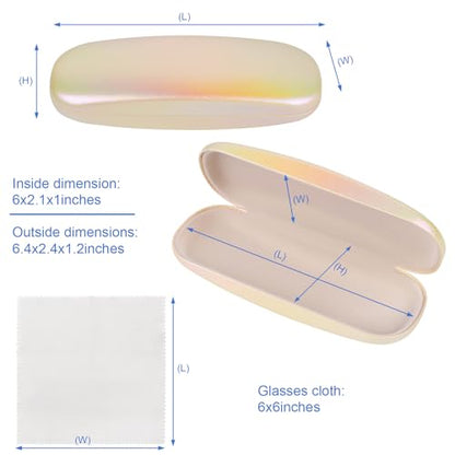 Joyberg Glasses Case, 2 Pack Eyeglass Case with Cleaning Cloth, Glasses Case Hard Shell Fits Most Glasses - color: Yellow