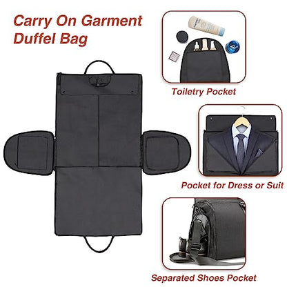 ZRSUN Garment Bag for Travel, Convertible Carry-On Duffel with Shoe Compartment, Waterproof & Wrinkle-Free Suit Carrier for Business Trips & Weekend Getaways, Foldable & Lightweight - color: Blue