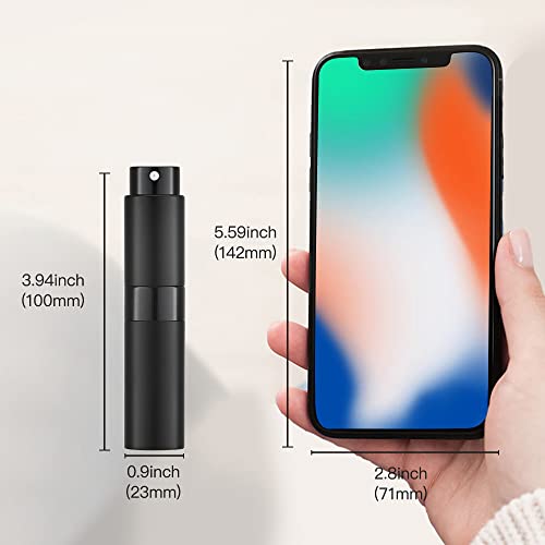 LISAPACK 8ML Atomizer Perfume Spray Bottle for Travel, Empty Refillable Cologne Dispenser, Portable Sprayer (Matte Black) - color: Matte Black