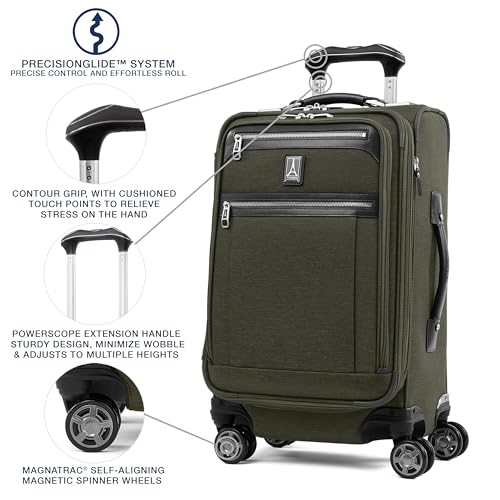 Travelpro Platinum Elite Softside Expandable Luggage, 8 Wheel Spinner Suitcase, TSA Lock, Men and Women, Pilot Green, 2-Piece Set (21/25) - color: Pilot Green, size: 2-Piece Set (21/25)