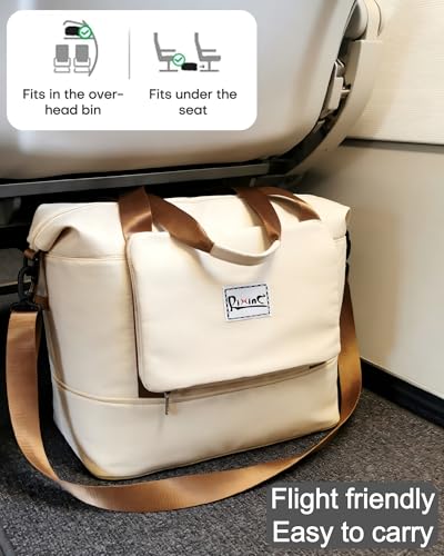 Foldable Travel Duffel Bag for Women, 40L Expandable Carry on Bag Personal Item Flight Approved, Lightweight Water Resistant Overnight Weekender Bag with Wet Pocket for Gym Travel, Beige - color: Beige
