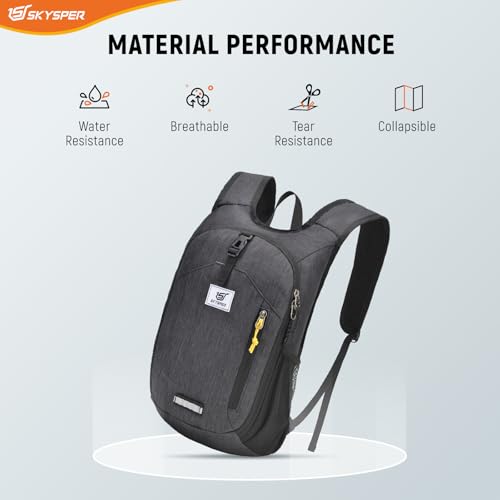 SKYSPER 10L Hiking Backpack Small Foldable Daypack Packable Lightweight Hiking Daypack Travel Day Pack for Women Men - color: Black