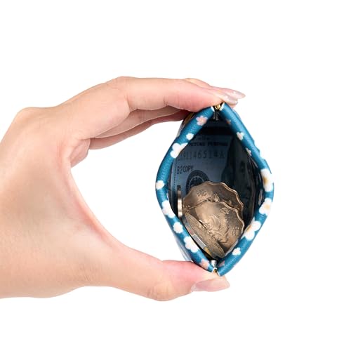 Travelambo Leather Squeeze Coin Purse Pouch Change Holder For Men & Women - color: Cute Floral