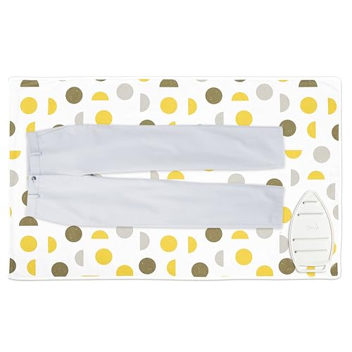 Encasa XO Ironing Mat/Pad (Large 48"x28") with 3mm Padding & Silicone Iron Rest for Steam Pressing on Tabletop or Bed - Heat Resistant, Portable, Quilting & Travel Blanket - Yellow Moon - color: Yellow Moon, size: Large