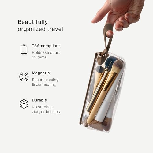 Cadence Parcel - Clear Kit with Magnetic Closure - Durable and Leak-Resistant Travel Toiletry Kit- Small Chestnut Parcel - color: Chestnut, size: Small