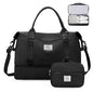Weekender Bags for Women,Personal Item Travel Bag with Shoes Compartment,Overnight Travel Duffel Bag with Toiletry Bag - color: Black, size: Large