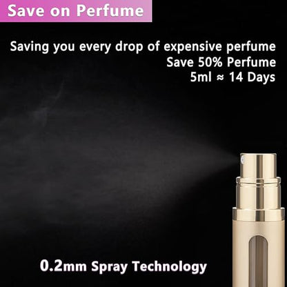 Refillable Perfume Atomizer Travel Bottle 5ml Leakproof Luxury Travel Perfume Refillable Bottle, Portable Perfume Atomizer (Gold) - color: Gold