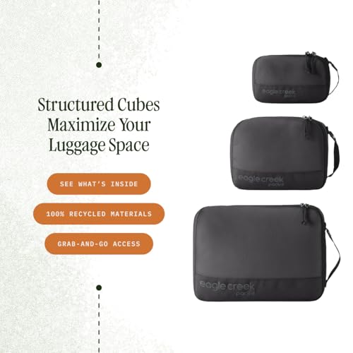 Eagle Creek Pack-It Reveal Cube Set - Packing Cubes for Compartmentalizing Luggage - Durable - Ultra-Lightweight - Water-Resistant - Easy Grab Zipper Pull - Mesh Windows - Black - XS/S/M - color: Black