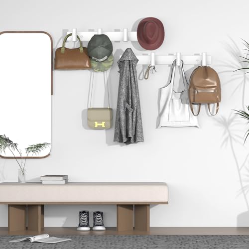 VAEHOLD Hat and Coat Wall Mount Rack - Hooks for Robes, Bags, Keys, and Towels - Bathroom Towel Hanger Organizer (White, “T“ Shape 4 Hooks 1 Pack) - color: White, size: “T“ Shape 4 Hooks 1 Pack
