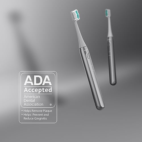 Aquasonic Icon ADA-Accepted Rechargeable Toothbrush | Magnetic Holder & Slim Travel Case | 2 Brushing Modes & Smart Timers | Gentle Micro-Vibrations (Stone) - color: Stone