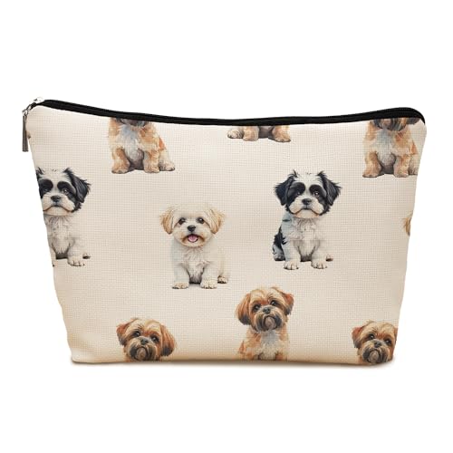 Shih Tzu Dog Makeup Bag, Shih Tzu Lovers Gifts Cosmetic Bag for Women, Dog Mom Lovers Owner Gifts for Women Christmas, Pet Lover Gift Zipper Travel Makeup Pouch for Purse - color: shih tzu
