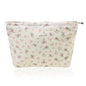 Wudygirl Flower Makeup Bag Cosmetic Bag for Women and Girls Large Capacity Makeup Pouch Aesthetic Cute Makeup Bag Canvas Toiletry Bag Pencil Pouch with Zipper (Beige and Small Floral) - color: Beige Floral