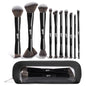 10 PCS Travel Makeup Brush Set With Bag, Makeup Brushes, Double-End Multi-functional Brushes for Foundation Powder Blush Eyeliner Eyeshadows, Professional Face Brush Set（Black） - color: 10Pcs-Black