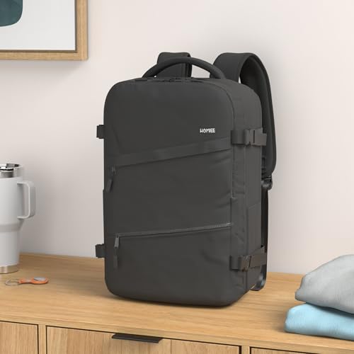 HOMIEE Travel Laptop Backpack for Men Women, Personal Item Carry On Bag, Dry Wet Separation, Weekender Business Hiking Camping College Bag, Mochila de Viaje, Black - color: Black, size: X-Large