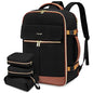 LOVEVOOK Carry On Backpack, 50L Travel Backpack Women with 3 Packing Cubes, TSA Airline Approved Suitcase Bag as Personal Item, Waterproof 18 inch Laptop Backpack for Weekender Overnight,Black-Brown - color: Black-brown, size: 50L-18 Inch-4Pcs