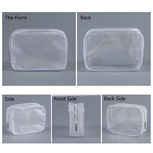 BEFORYOU 6 Pack Clear Toiletry Carry Pouch with Zipper Portable Plastic Waterproof Cosmetic Bag TSA Approved for Vacation Travel Bathroom and Organizing (White, Small) - size: Small bags only