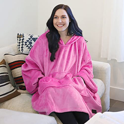 Catalonia Oversized Blanket Hoodie Sweatshirt, Wearable Sherpa Blanket Pullover, Gift for Her - color: Rose Pink