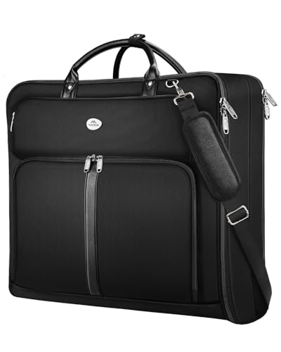 MATEIN Mens Garment Bags for travel, Large Travel Suit Bag Up to 7 Suits with Strap, Wrinkle Free Carry On Garment Bags for Hanging Clothes, Business Suitcase Luggage Bag Fit 17.3 Inch Laptop, Black - color: Black