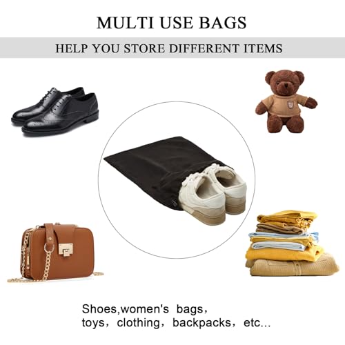 LAKE OF FIRE 4-Piece Travel Shoe Bags for Packing, 17.7" x 13.8" Dustproof Shoe Bags with Drawstring Closure,Washable & Reusable(Black) - color: Black