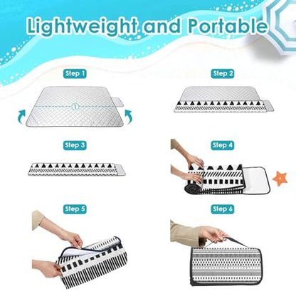 Waterproof Picnic Outdoor Blanket, 79" x 59" Sandproof Foldable Large Picnic Blanket for Beach, Camping, Park, Travel, Concert, Great Gift for Families and Couples (Simple Lines) - color: Simple Lines 01