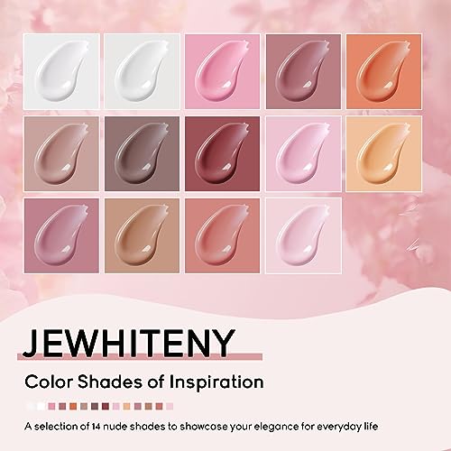 JEWHITENY 14 Colors Poly Extension Gel Nail Kit With U V Lamp Nude Pink White Brown All In One Poly Gel Starter Kit With Base Top Coat Manicure Salon Frence Nail Art DIY - color: A04