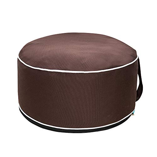QILLOWAY Inflatable Outdoor Ottoman for Patio, Waterproof Round Pouf, Inflatable Foot Rest, Outdoor Footstool for Poolside, Garden，Camping,Coffee - color: Coffee / Brown / Chocolate