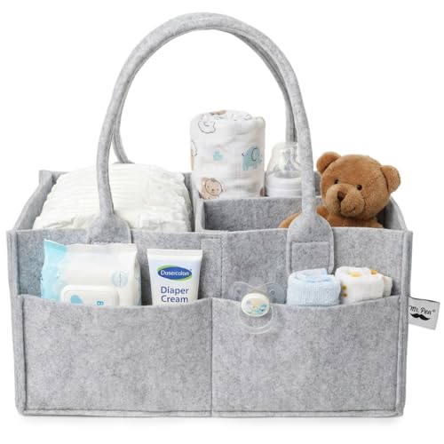 Mr. Pen- Baby Diaper Caddy Organizer, Gray, Medium, Nursery Storage Bin and Car Organizer for Diapers and Baby Wipes - color: Gray, size: 1 Pack, Regular