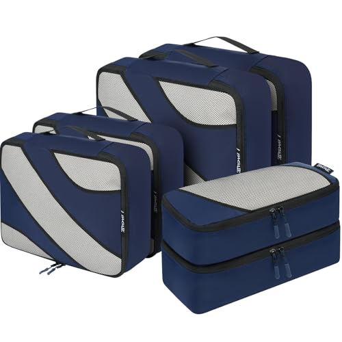 BAGAIL 6 Set Packing Cubes,Travel Luggage Packing Organizers - color: The Navy, style: 6 Set
