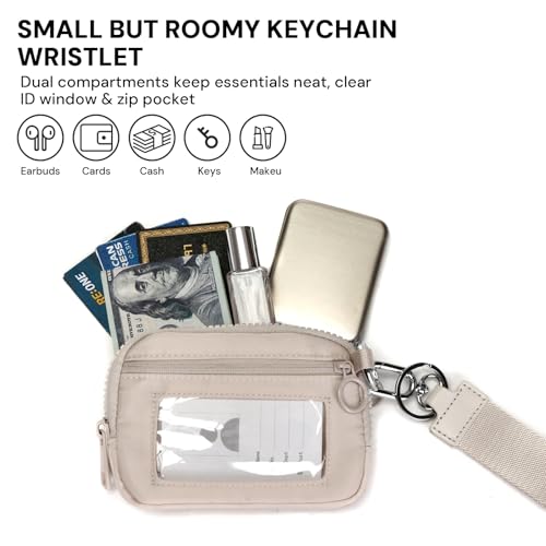 Keychain Wallet Mini Zip Around Wristlet Wallets for Women Detachable Wristlet Portable Coin Purse Small Wallets Brown - color: Light Brown