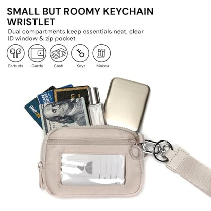 Keychain Wallet Mini Zip Around Wristlet Wallets for Women Detachable Wristlet Portable Coin Purse Small Wallets Brown - color: Light Brown