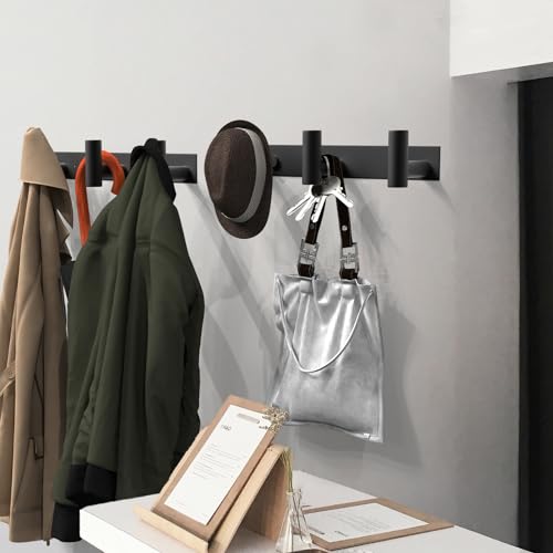 VAEHOLD Black Hat and Coat Wall Mount Rack - 3 Hooks for Robes, Bags, Keys, and Towels - Bathroom Towel Hanger Organizer (1 Pack) - color: Black, size: “T“ Shape 3 Hooks 1 Pack