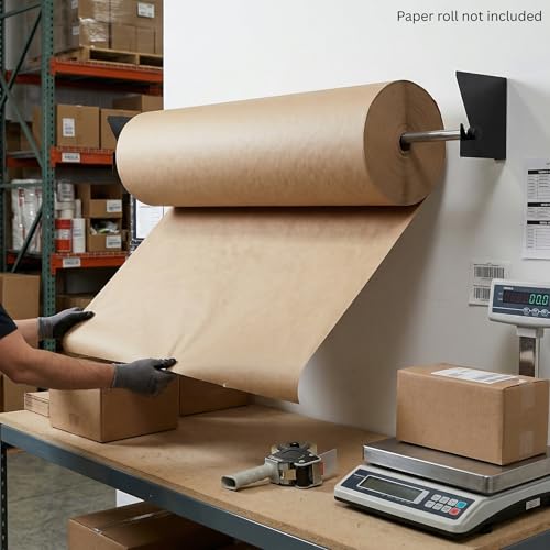 2-Pack Wall Mount Roll Rack Holder & Butcher Paper Dispenser - Heavy Duty Adjustable 28 to 60 Inch - Bubble Wrap Dispenser, Kraft Paper Roll Holder & Vinyl Wrap Holder (100 Lb Capacity)