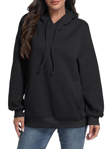 SeSe Code Hoodie With Eye Mask Waffle Hooded Sweatshirts Womens Travel Airplane Sleep Hoodies Mens Oversized Pullover - color: Black, size: Medium