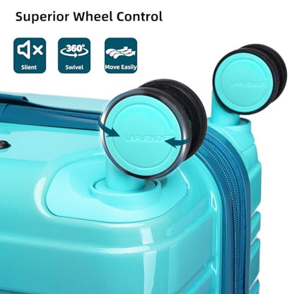 LARVENDER Carry on Luggage 22x14x9 Airline Approved Hardshell Suitcase with Wheels TSA Lock, PC+ABS Lightweight Suitcase Set for Women with Travel Backpack, Ocean Breeze, 3 Piece Set - color: Ocean Breeze-20BP, size: 3 Piece Set (Backpack/TB/20)