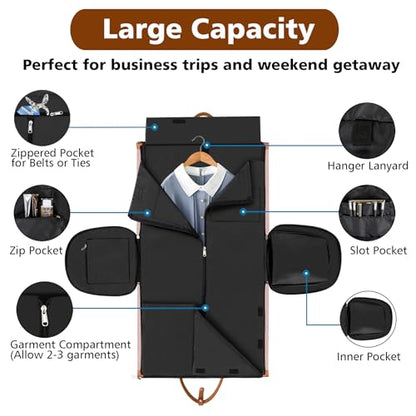 Convertible Garment Duffle Bags for Travel - Carry On Garment Bags With Toiletry Bag, Large Weekender Bags for Women Men 2 in 1 Hanging Suitcase Suit Travel Duffel Bags (Pink) - color: 5-Pink
