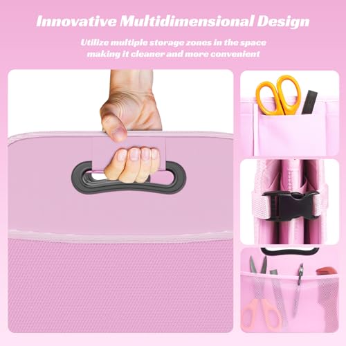 Sposuit Trunk Organizer for Car - 70L Collapsible Car Storage with 11 Pockets & Reinforced Handles, SUV Trunk Organizers for Grocery Cargo(Pink) - color: Pink, size: Large