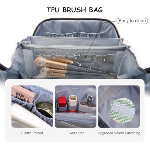 BOYATU Travel Makeup Bag Cosmetic Bag for Women: 3 Pcs Set Make up Bag with Compartments - Waterproof Vegan Leather Toiletry Bags with Handle - Makeup Organizer for Travel Essentials(C-2-Green) - color: C-2-Green