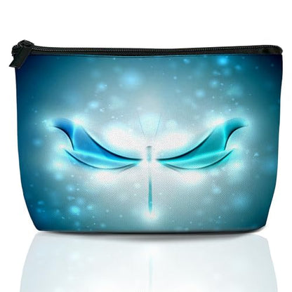 Blue Glowing Dragonfly Cosmetic Bag Abstract Makeup Bags,Travel Make up Bags for Women Girls Cute Zipper Pouch Toiletry Organizer Bag Travel Essentials - color: Blue Glowing Dragonfly